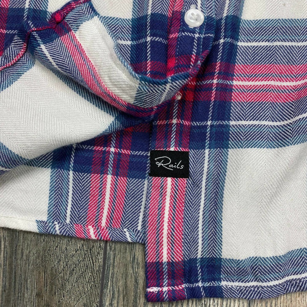 Rails Small Britt Plaid Button Up Roll Cuff Top S - image 4